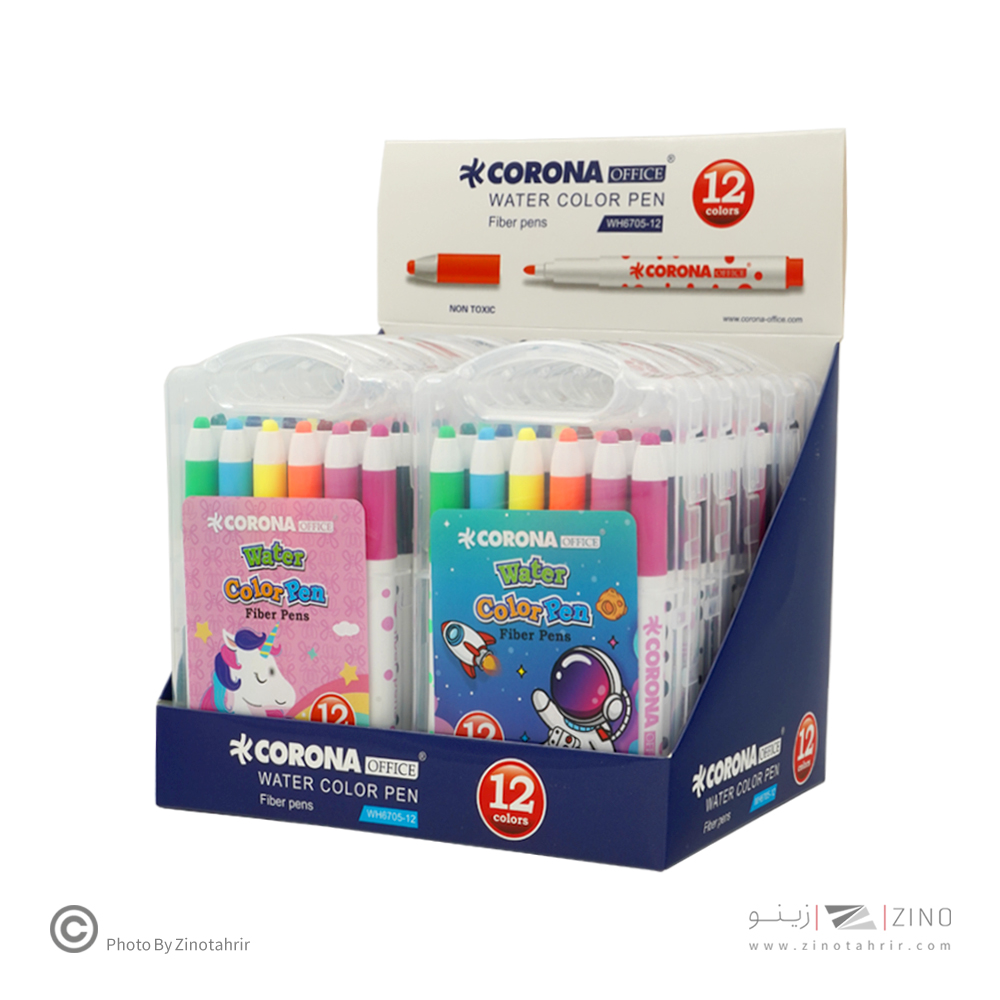 ماژیک نقاشی12رنگ جعبه طلقی کرونا کدWH6705-12